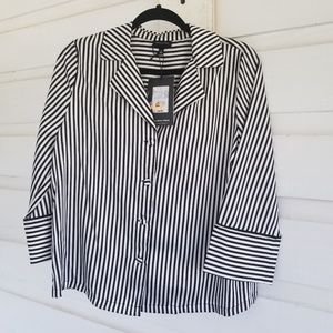 NWT Who What Wear | Black White Striped Top Size S